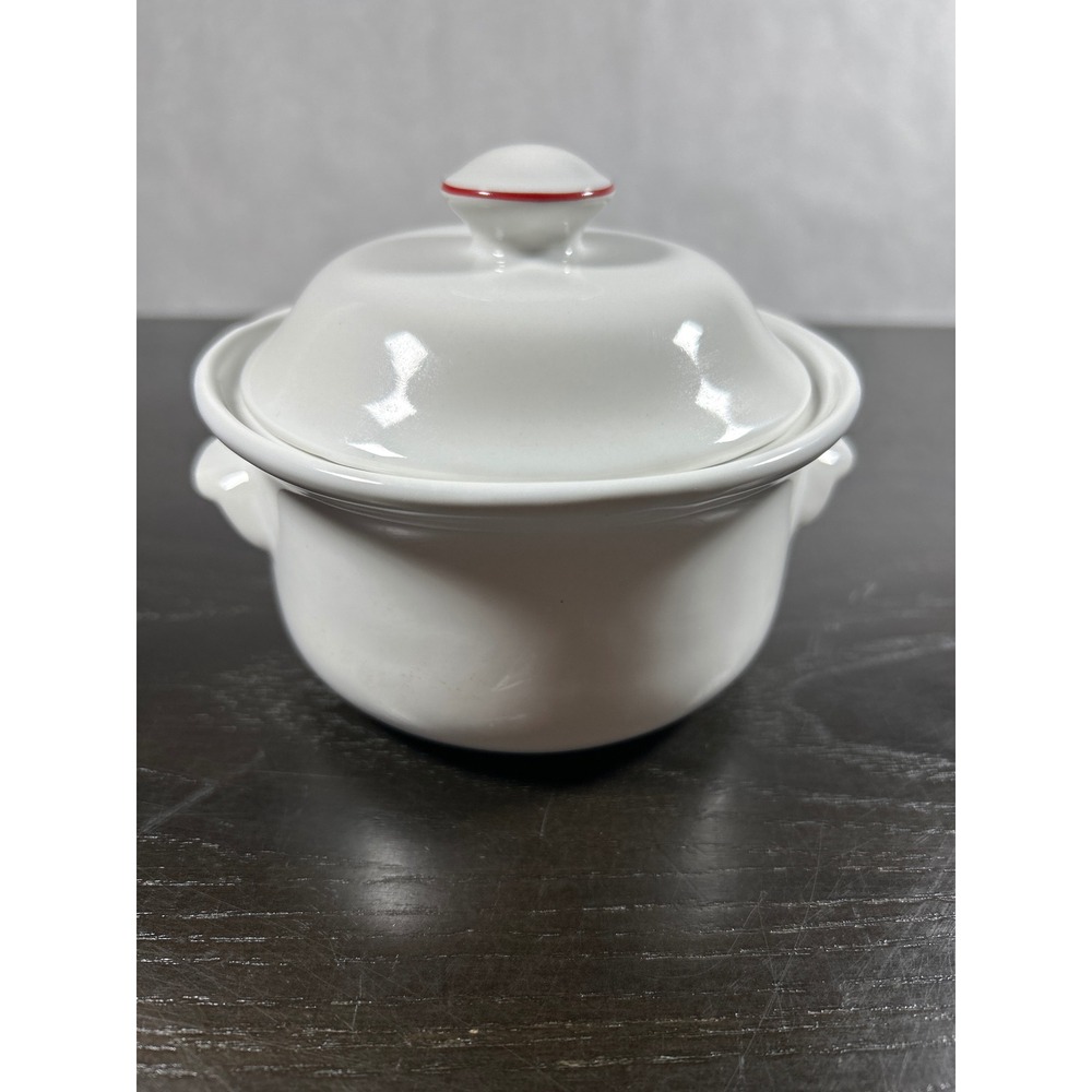 Campbells Soup Ceramic Bowl w/Lid Red & White Kids W/Handles~Vintage Soup Bowls - Picture 6 of 6